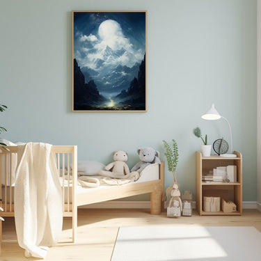 Night Sky Mountains Painting